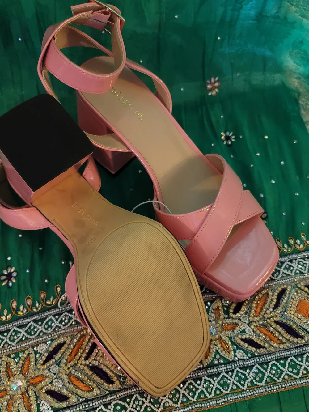 Women’s Pink Patent Block Heel Sandals